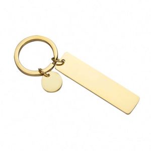 <b>Custom</b> Laser Engraving Keyring Stainless Steel Strip Disc Blank Keychain Small Tag Pendant Personalize Diy Blank Metal Key Chain - Product Image 3