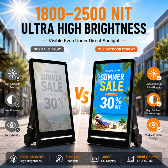 43" 55" Sunlight Readable Outdoor LCD Monitor 1800 Nits High Brightness IP65 Waterproof Digital Signage for Street Advertising