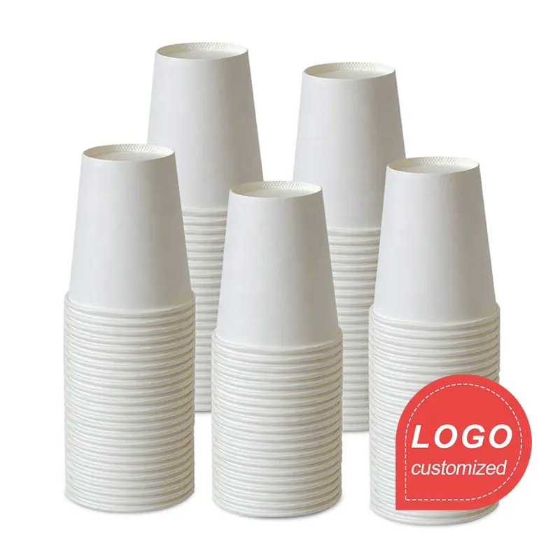 Tasse de papier faite sur commande blanche tasse de papier de café chaud tasses de thé de papier de 7 onces avec le logo