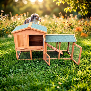 Casa para Mascotas SDR003, Villa de Madera para Conejos, Moderna, Ecológica, Transpirable, Impermeable, Fácil de Limpiar - Product Image 1