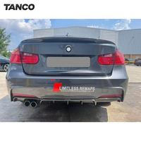 Diffuseur arrière F30 F35 style MP en fibre de carbone, lèvre de pare-chocs arrière avec double sortie latérale, kit de conversion pour BMW Série 3 F30 F35, pièces automobiles