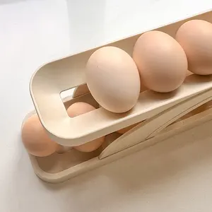 Foldable 2 Tiers Automatic Rolling Chicken Egg Rolling Organiser Holder For Fridge Dispenser Container Storage Box Refrigerator