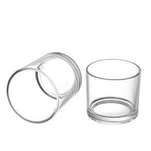 Frasco de vidrio transparente redondo de lados rectos para velas de mezcla de soja con tapa metálica dorada o plateada - Product Image 5