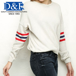 ODM เสื้อสเวตเตอร์สวมหัวคอกลมแขนยาวสำหรับผู้หญิงสไตล์ลำลองระบายอากาศถักด้วยลวดลายเรขาคณิต - Product Image 3
