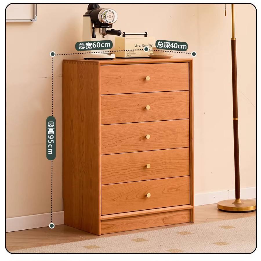Bois de cerisier, commode à cinq tiroirs de 40 cm (sans accessoires)