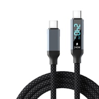 Câble de charge tressé intelligent 240W avec affichage numérique, Type-C vers Type-C, transfert de données, compatible avec les téléphones mobiles/tablettes