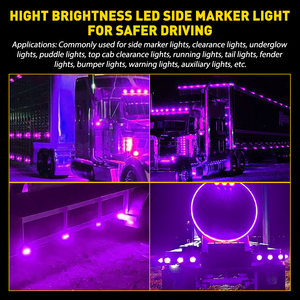 ไฟ LED รูปแตงโม 2 ชิ้น สีม่วง ไฟแฟลช สำหรับรถบรรทุก รถพ่วง ไฟเลี้ยวข้างทรงกลม 12V 24V - Product Image 4