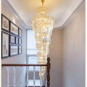 Lustre sur mesure grand et long personnalisé pour villa, escalier, décoration de restaurant, luminaire suspendu - Product Image 3