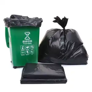 Factory waterproof custom packaging bag black PE plastic trash garbage bag