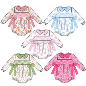 Diseño de Halloween <span class=keywords><strong>Peter</strong></span> Pan Tie Bow Smocked Baby Girl Ropa Baby Bubble Mamelucos - Product Image 6