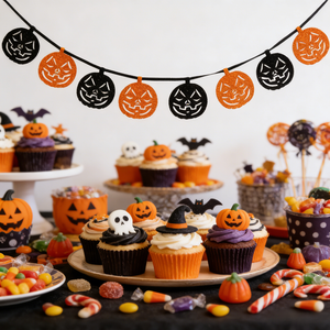 Guirlande de citrouilles scintillantes <span class=keywords><strong>Halloween</strong></span> 608020 - Décoration de citrouilles noires et oranges <span class=keywords><strong>pour</strong></span> fête, maison, vitrine - Product Image 2