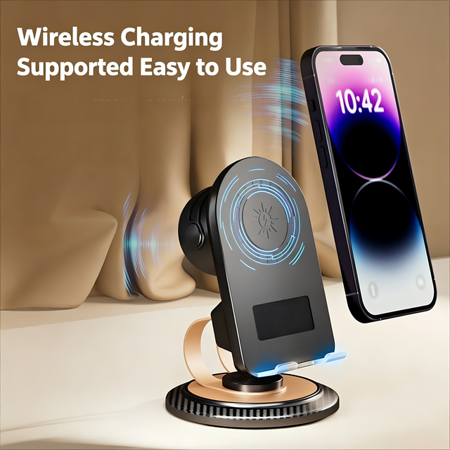 Multifunctional Smart Sensor Audio Phone Stand 360 Spin Base  Speaker Wireless Charging Cell Mount for Smartphones