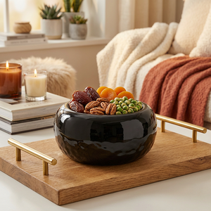 Vente en gros <span class=keywords><strong>de</strong></span> plateaux à fruits en verre, <span class=keywords><strong>comptoir</strong></span> <span class=keywords><strong>de</strong></span> cuisine, bols décoratifs noirs pour centre <span class=keywords><strong>de</strong></span> table, décoration intérieure - Product Image 3