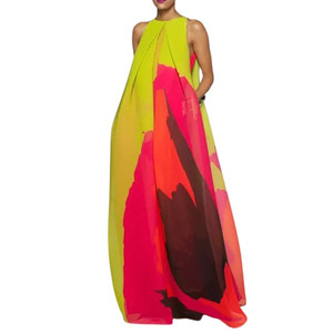 Abito da spiaggia estivo senza sonno multicolore girocollo - Product Image 1