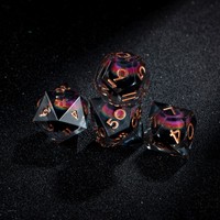 Prix d'usine, lot de 7 dés D&D en vrac, dés en résine à bords tranchants verts et violets pour jeux de table
