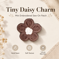 Mini patch brodé de fleurs brunes de 1,6 cm, appliques à coudre pour vêtements, sacs, chapeaux, accessoires pour cheveux et ensembles de décoration DIY.