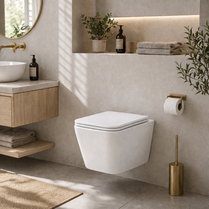 Ensemble WC mural moderne, ensemble complet pour salle de bain, design minimaliste carré blanc flottant de luxe - Product Image 2