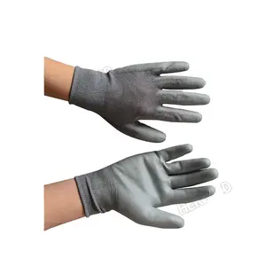 Guantes ESD de dedo superior de fibra de carbono de nailon antiestático recubiertos de Palma de alta calidad para guantes antiestáticos electrónicos