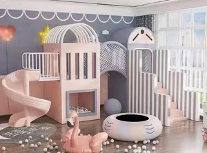 Equipo de Juegos Interior Temático Brillante para Niños con Escalador de Red Suave Arcoíris y Tobogán Solar para Áreas de Juego Felices - Product Image 5