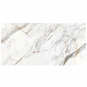 Losa de cuarzo dorado Calacatta impresa en 3D, piedra artificial pulida cortada a medida para encimera, precio de fábrica - Product Image 1