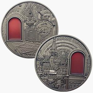 2012 moneda conmemorativa de Rusia 40mm níquel plata UV impreso Metal artesanía con arquitectura del Kremlin Cruz tema Memorial - Product Image 1