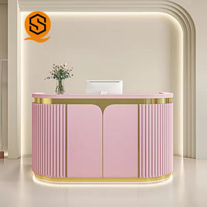 Balcão de Informação em Superfície Sólida Shinestone, Balcão de Recepção em Forma Especial, Balcão de Transmissão Rosa - Product Image 4
