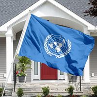 Drapeau mondial 3x5 pieds Nations Unies Impression numérique écologique Double face Toile avec bande de fixation Couleurs vives Extérieur