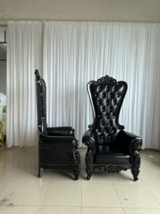 Canapé trône noir de luxe à dossier haut pour mariage, chaise trône royale diamantée pour roi et reine - Product Image 1