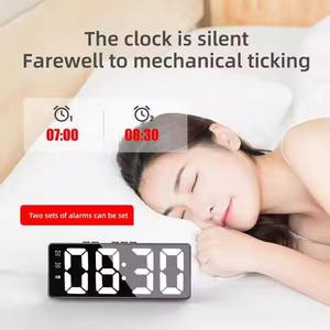 HD Mirror LED <b>Digital</b> Alarm <b>Clock</b> Voice Control Snooze Function Dual Alarms Table <b>Clock</b> Dual Alarm <b>Clock</b> Night Mode Brightness - Product Image 5