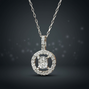 Collier pendentif élégant avec halo de diamants, plaqué or blanc 14 carats, pendentif délicat pour femmes, bijoux minimalistes pour tous les jours - Product Image 6