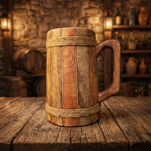 Chope à bière en bois faite à la main, tasse médiévale en bois, gobelet alimentaire sûr, étanche, réutilisable, fournisseur en gros d'articles de boisson en bois - Product Image 1