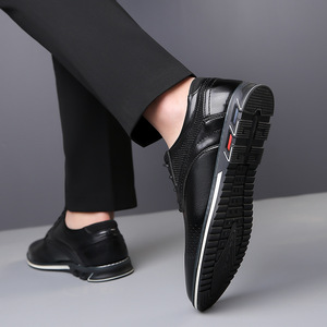 Chaussures Richelieu en cuir massif pour hommes, à bout pointu, respirantes, avec doublure en cuir véritable, semelle en caoutchouc, pour le bureau et les occasions professionnelles, toutes saisons, à lacets - Product Image 3