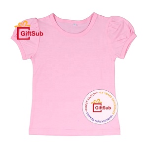 Maglietta per Bambina con Maniche a Sbuffo in Poliestere 100% per Sublimazione, Abbigliamento per Bambini OEM, <span class=keywords><strong>T</strong></span>-<span class=keywords><strong>shirt</strong></span> per Bambine - Product Image 5