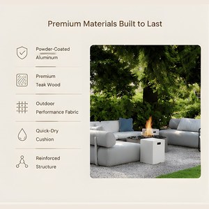 Ensemble de canapés d'extérieur en rotin London <span class=keywords><strong>pas</strong></span> <span class=keywords><strong>cher</strong></span> avec table brasero relevable en aluminium pour terrasse et jardin, en métal durable - Product Image 3