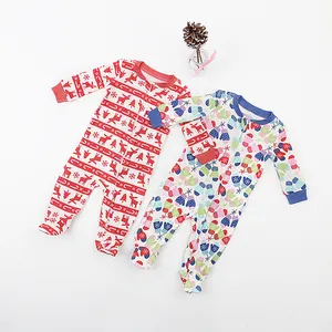 Benutzer definierte GOTS Bio-Baumwolle meine erste Weihnachten Baby kleidung Baby erste Weihnachten Stram pler benutzer definierte Baby Weihnachten Pyjamas