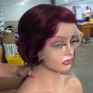 วิกผมพิกซี่สั้นสำหรับผู้หญิงผิวดำวิก<span class=keywords><strong>ผม</strong></span>คนบราซิลเลี่ยน<span class=keywords><strong>ผม</strong></span>แท้แบบ99J - Product Image 5