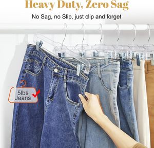 Clear Skirt Hangers with Clips, Non-Slip Pants Hangers for Closet, Clip Hanger for Pant, Skirts, Shorts, 14''Plastic Hanger - Product Image 3