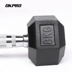 Penjualan langsung dari pabrik kustom dumbel karet Hex Dumbell Set berat gratis untuk penggunaan komersial