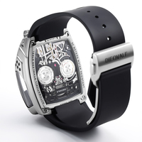 Montre automatique de luxe pour hommes, design spécial, squelette, montre mécanique automatique avec bracelet en silicone de haute qualité