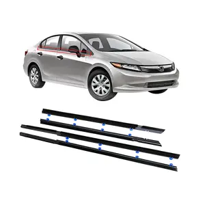 Пояс для передних задних дверей автомобиля, отделка ремней, набор погодных условий для Honda Civic 2012 2013 2014 2015, черный и хромированный