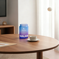 Bouteille en verre transparente de 150 ml pour capsules de compléments alimentaires, design givré avec pulvérisation de couleur, bouchon à vis sécurité enfant, personnalisation disponible