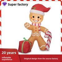 Modèle de décoration de jardin extérieur en polyester de 12 m, homme en pain d'épices gonflable de Noël de l'usine Yulong avec boîte cadeau, référence 24073-A
