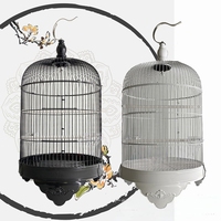 Cage à oiseaux ronde en métal de style antique pour oiseaux de petite à moyenne taille, volière vintage pour perruches, calopsittes, agapornis
