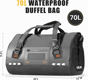 Bolsa de Lona Impermeable de Alta Resistencia de 70L, Fabricada con PVC 1000D, con Cierre Enrollable, Mantiene el Equipo Seco, Ideal para Viajes, Campamentos, Playa, Snowboard, Motociclismo - Product Image 3