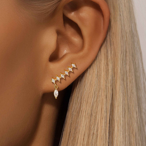 CANNER Nuevos Pendientes de Plata de Ley S925 Minimalistas Geométricos con Circonita Marquise para Mujer - Product Image 4