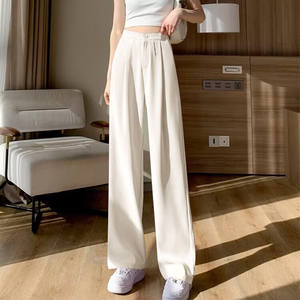 Pantaloni Casual da donna per pendolari abito a vita alta drappeggiato con stile <span class=keywords><strong>Cargo</strong></span> dritti larghi di colore nero - Product Image 5