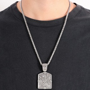 yunnique Stainless Steel Knight Pendant <b>Cross</b> Shape Men's Fashion Necklace Geometric Design JD215 - Product Image 4