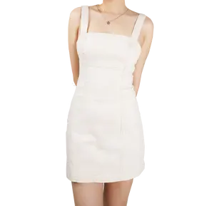 Women Dress White Denim Popular Denim Mini Dress Eco-Friendly Fabric Casual Wear Summer Skirt Ivory