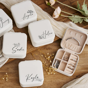 Hộp đựng trang sức, hộp trang sức du lịch, hộp đựng nhẫn, bông tai bằng da PU mini, màu sắc theo xu hướng mới, có thể tùy chỉnh logo - Product Image 3