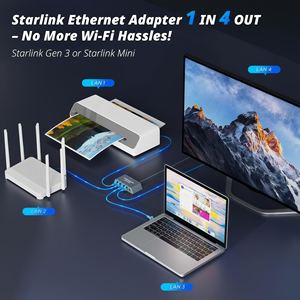 Adaptador Ethernet Starlink Gen <span class=keywords><strong>3</strong></span> <span class=keywords><strong>de</strong></span> 1 a 4 Puertos con <span class=keywords><strong>Cable</strong></span> <span class=keywords><strong>de</strong></span> Alimentación CC <span class=keywords><strong>de</strong></span> 50 cm, Divisor <span class=keywords><strong>de</strong></span> Red Externo con 4 Puertos - Product Image 6